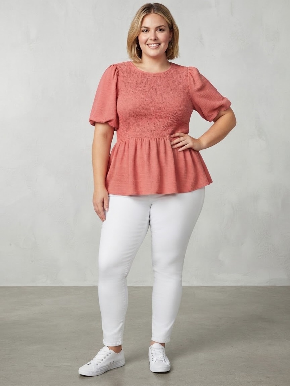 Cable & Gauge Smocked Peplum Top - Picture 7 of 7